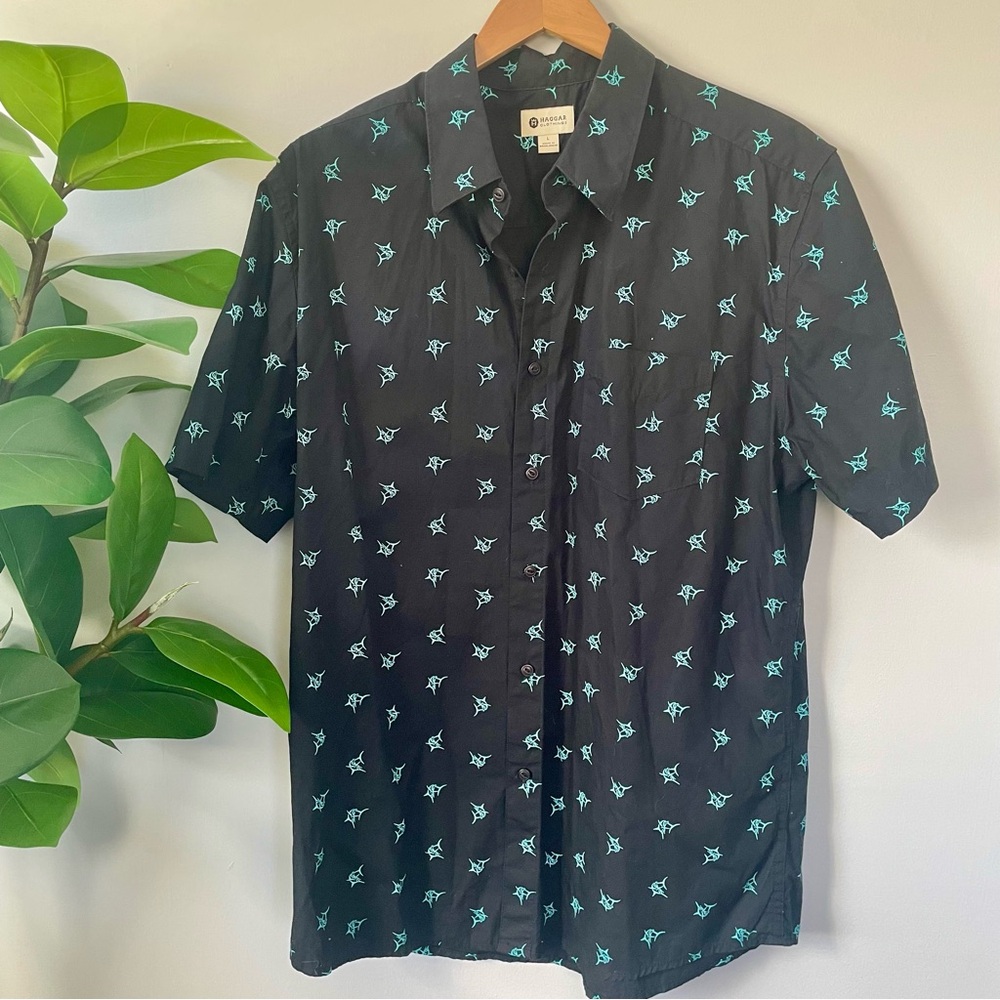 Haggar Shirt Mens L Short Sleeve Button Up